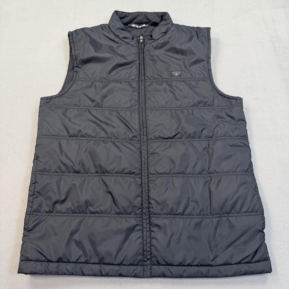 TravisMathew Vest Mens Large Black Quilted Insulated Puffer Full Zip Golf 1MV411